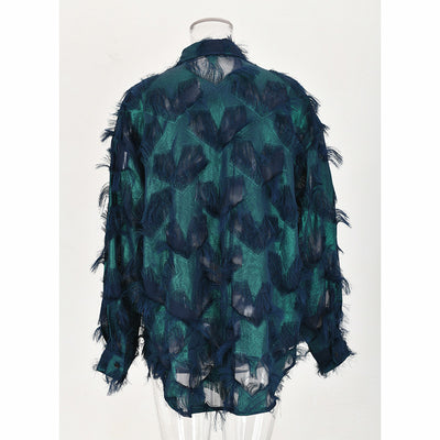 Camisa Hombre Otoño Diseño Hueco Corazón Tassel Suelta Personalidad - Image 9