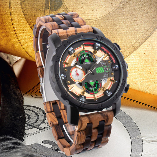 Reloj de Pared Luminoso Grande en Madera Multifuncional