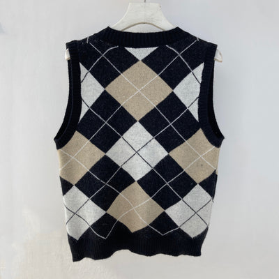 Chaleco Cardigan Cuadrille Estilo Universitario para Primavera y Otoño - Image 3