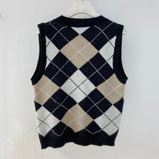 Chaleco Cardigan Cuadrille Estilo Universitario para Primavera y Otoño - Image 3