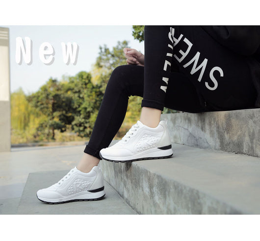Zapatillas Blancas Casuales Elevadas Estilo Tendencia - Image 16