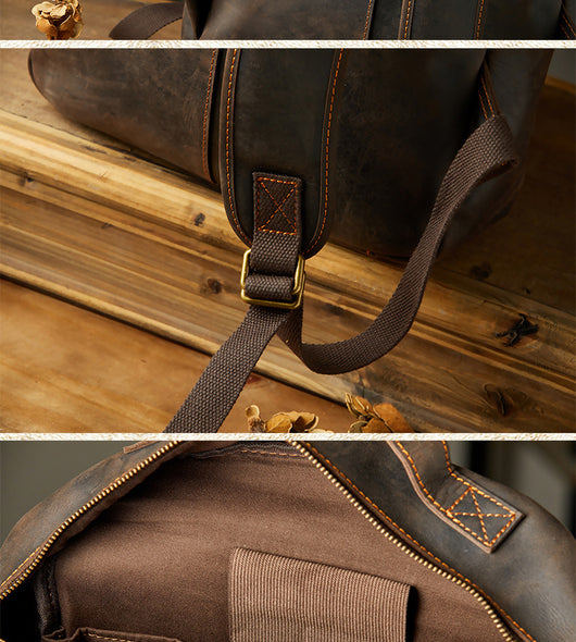 Mochila de Cuero Genuino para Hombre Estilo Retro Artesanal - Image 15