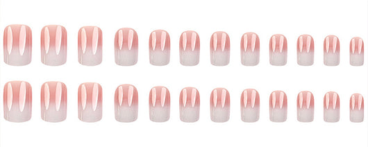 Uñas Postizas Degradado Rosa y Blanco Desmontables - Image 9