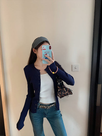 Cardigan Tejido Abotonado para Mujer con Chaleco Integrado - Image 39