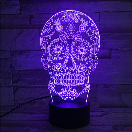 Lámpara Nocturna 3D Calavera Floral - Image 7
