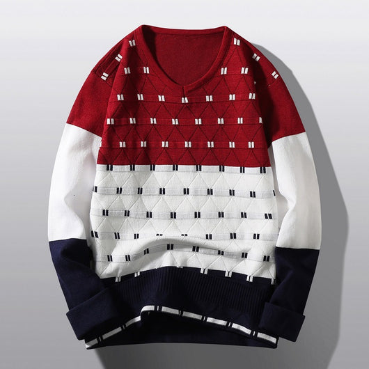 Suéter V-Neck con Bloques de Color - Estilo Europeo Moderno - Image 12