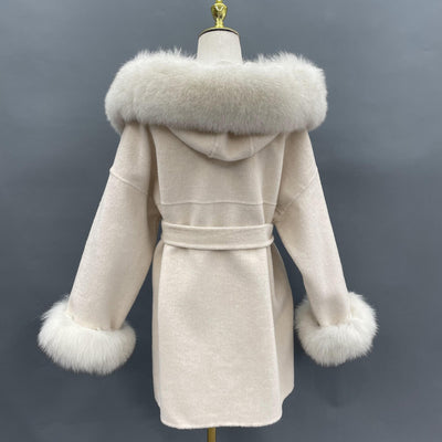 Abrigo de Lana Reversible con Cuello de Pelaje Oversized - Image 14