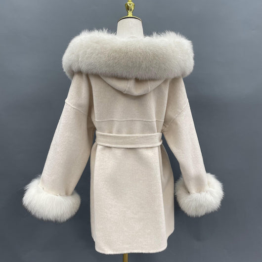 Abrigo de Lana Reversible con Cuello de Pelaje Oversized - Image 14