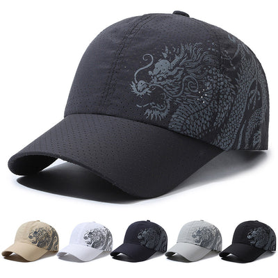 Gorra de Béisbol Hombre Estilo Chino Dragón Impreso Poliéster