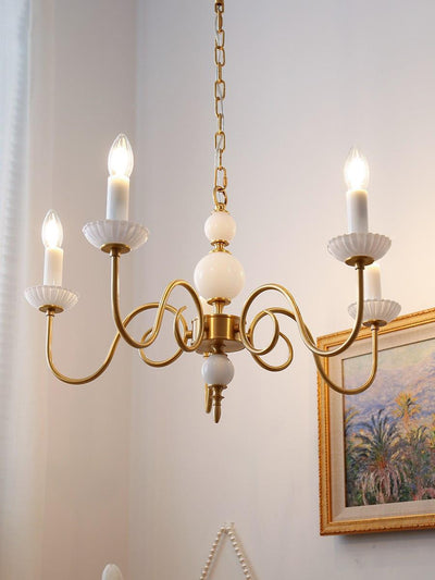 Lámpara Colgante Vintage Francesa Cristal Lechoso con Detalles en Cobre - Image 16