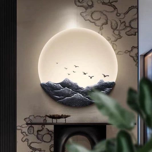 Lámpara de Pared LED Zen Estilo Asiático para Sala y Dormitorio