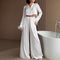 Conjunto Elegante de Blusa Manga Larga y Pantalón Ancho Cintura Alta