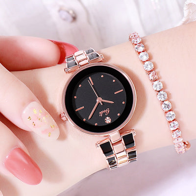 Reloj de Pulsera Elegante Acero Inoxidable Estilo Coreano para Mujer Cuarzo Blanco - Image 8