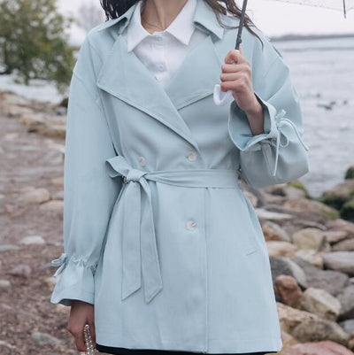 Gabardina Clásica Azul Estilo Británico para Mujer - Image 5