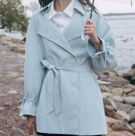 Gabardina Clásica Azul Estilo Británico para Mujer - Image 5