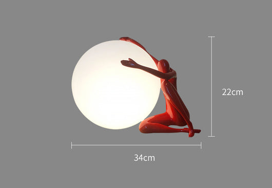 Lámpara de Mesita Escultura Humanoide Diseño Artístico Bola de Red - Image 3