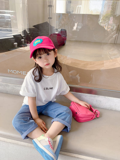 Playera Infantil de Algodón con Letras - Manga Corta Blanca - Image 3