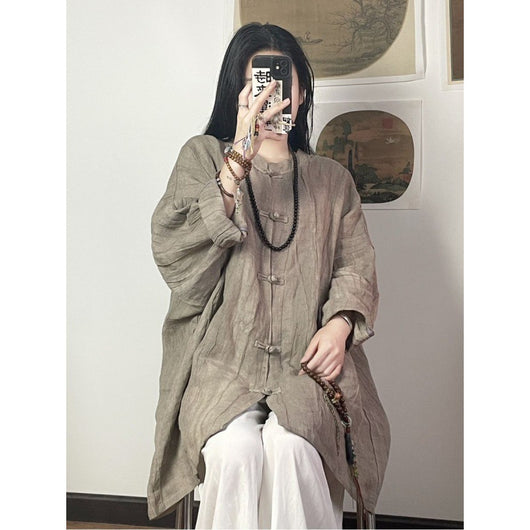 Blusa Holgada Estilo Chino con Efecto Fresco para Mujer - Image 3