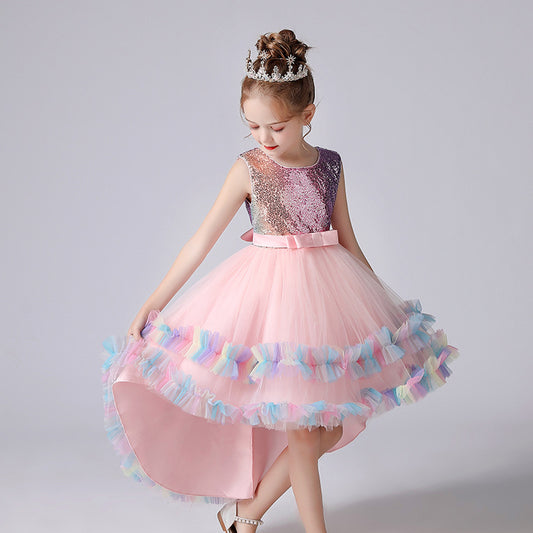 Vestido de Niña Floral con Encaje para Desfile y Presentaciones