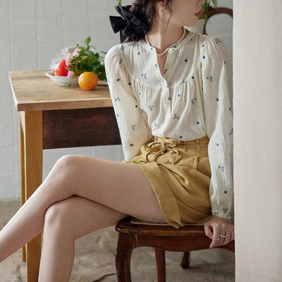 Blusa Floral Bordada Suelta para Mujer - Image 4