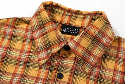 Camisa Cuadros Amarilla con Bordados y Manga Corta - Image 2