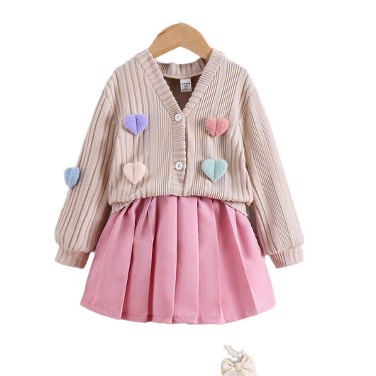 Conjunto Elegante: Abrigo Manga Larga y Falda Tableada Liso - Image 5
