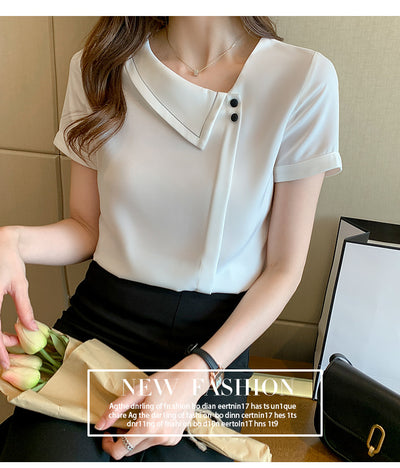 Blusa Chiffon Escote V Efecto Reductor Estilo Occidental - Image 12