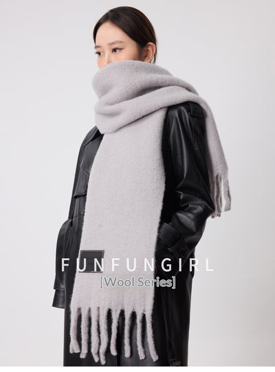 Bufanda de Lana Gruesa con Flecos Lisos para Mujer - Abrigo Cálido para el Cuello - Image 43
