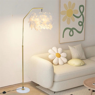 Lámpara de Pie Mármol y Pluma Creativa para Sala de Estar - Image 11