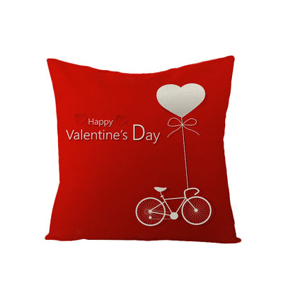 Funda de Almohada de Lino Rojo Corazón para San Valentín - Image 7