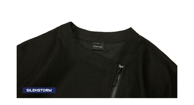 Camisa Casual Hombre Patchwork Punk Funcional Algodón Lino Manga Corta - Image 19