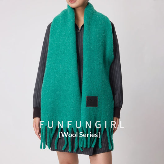 Bufanda de Lana Gruesa con Flecos Lisos para Mujer - Abrigo Cálido para el Cuello - Image 4