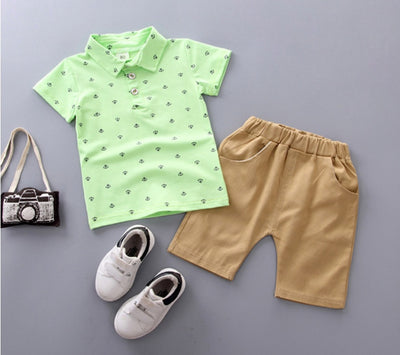 Conjunto Infantil Niño Estilo Coreano con Estampado de Ancla - Manga Corta Primavera Verano - Image 12