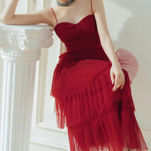 Vestido Largo Fluido Rojo Oscuro con Tirantes Cruzados - Image 9