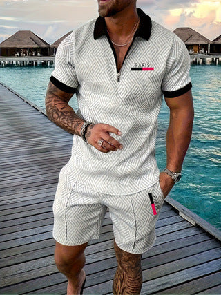 Traje de Baño Casual Retro Cuadros PARIS con Parche Térmico para Hombre - Image 14