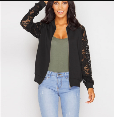 Cazadora Bomber Mujer con Detalles de Encaje - Image 10