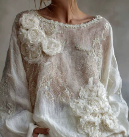 Blusa Estampada de Cuello Redondo y Manga Larga para Mujer - Image 13