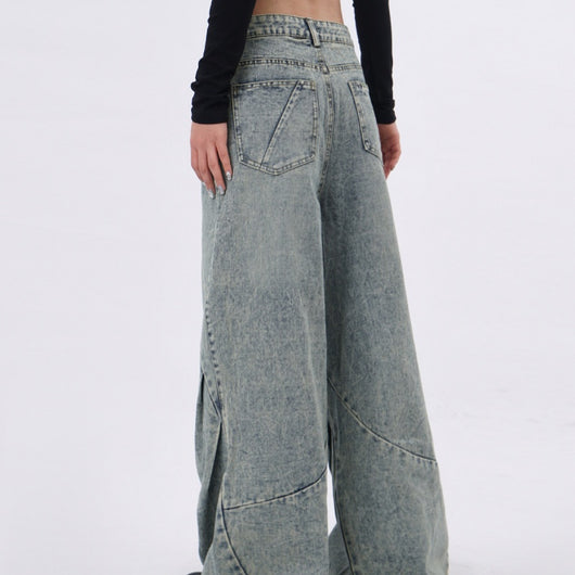Pantalones Vaqueros Azul Claro Desgastado con Pliegues Laterales - Image 16