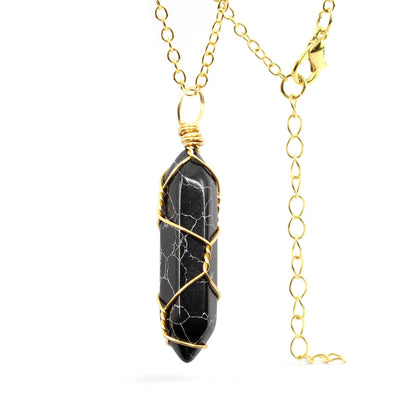 Collar Colgante de Cristal Hexagonal Envuelto a Mano con Piedra Natural - Image 14