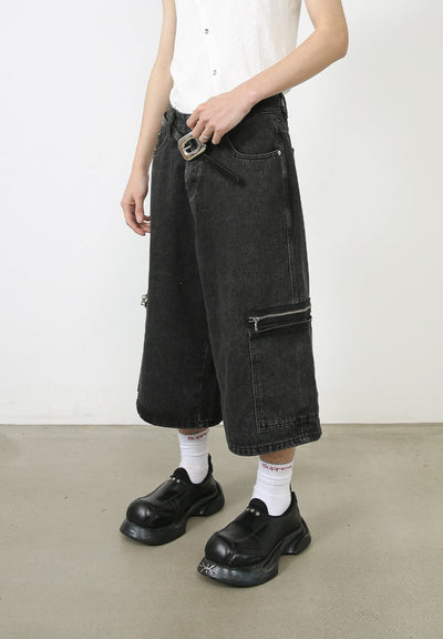Shorts Cargo Denim Holgados Estilo Hip-hop Urbano - Image 4
