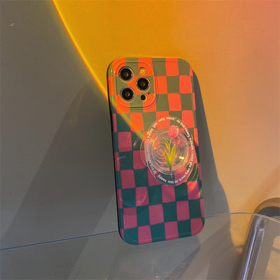 Funda Protectora para Celular Cuadriculada con Diseño de Tulipanes - Image 6