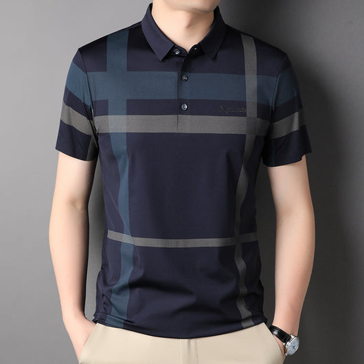 Polo Ejecutivo Juvenil Cuadros Holgado Casual de Negocios - Image 28