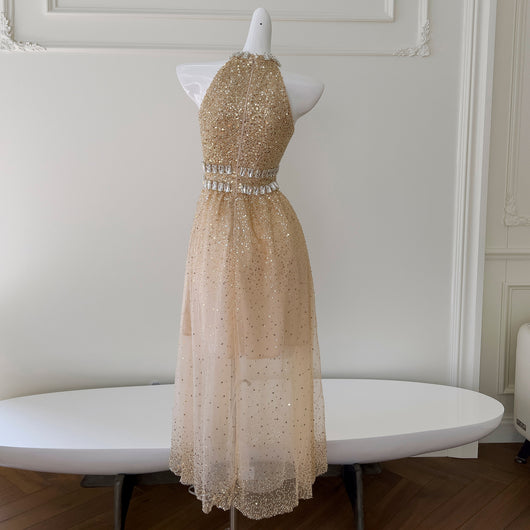 Vestido Largo de Lentejuelas y Gasa para Cena - Image 4