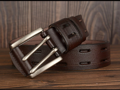 Cinturón de Cuero para Hombre con Hebilla Doble Pasador - Estilo Casual y Jeans - Image 14