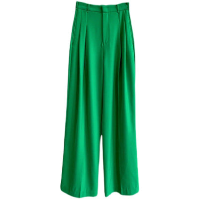 Pantalones de Pierna Ancha Cintura Alta Drapeado Suelto - Image 3