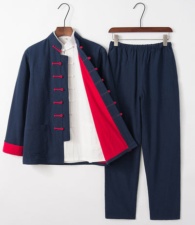 Traje Tres Piezas Slim Fit en Algodón y Lino para Hombre - Image 9