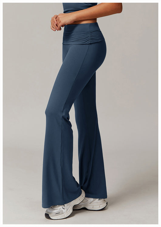 Pantalones Yoga Plisados Cintura Alta para Mujer - Diseño Acampanado Versátil - Image 14