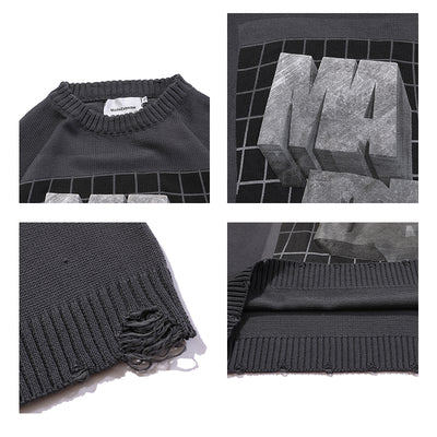 Suéter Holgado Unisex con Letras en Relieve Jacquard - Image 4