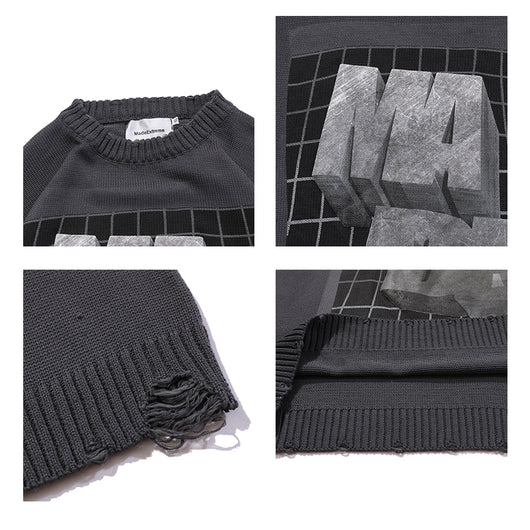 Suéter Holgado Unisex con Letras en Relieve Jacquard - Image 4