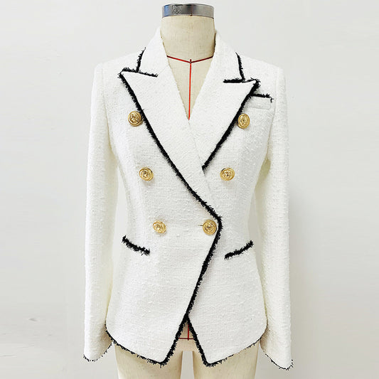 Saco Ejecutivo de Lana con Flecos - Corte Slim Doble Botonadura